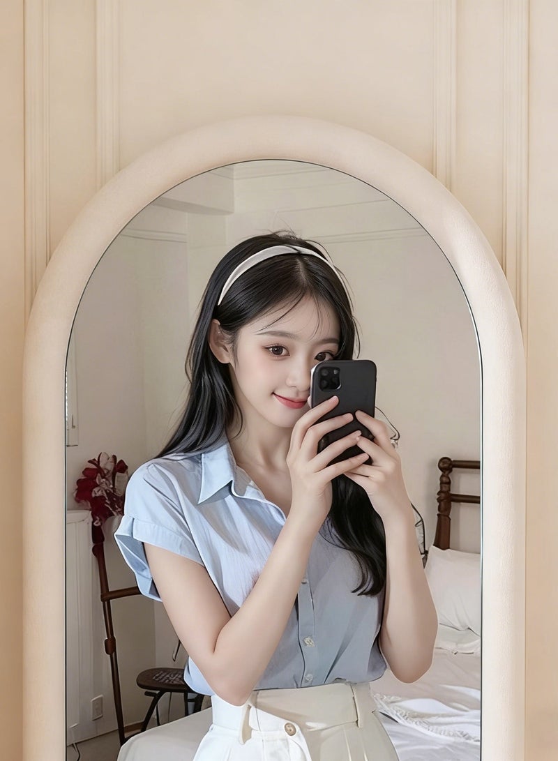 Bluejw Soft Edges Arched Full Length Mirror Floor Mirrors with Rounder Corner Free-Standing Wall-Mounted Large Bedroom Dressing Mirror Full Body Mirror Standing Mirror Wall Mounted Mirror Makeup Mirror for Living Room for Girls Bedroom Decor Trendy Makeup Durable High Quality Design - Image 4